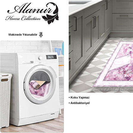 Dekoreko Kaymaz Taban Djt Mutfak Halısı Yıldız Deri Saçaklı Modern 729