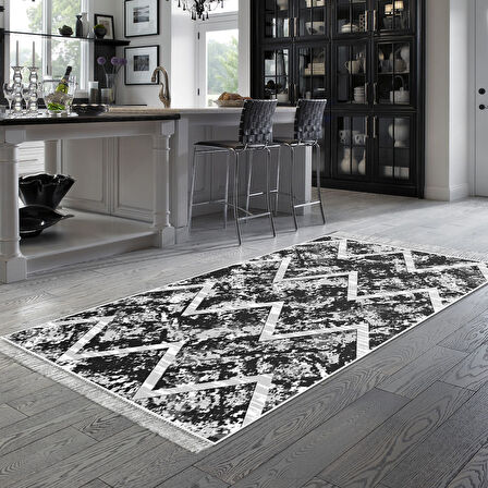 Dekoreko Kaymaz Taban Djt Mutfak Halısı Yıldız Deri Saçaklı İskandinav F5128