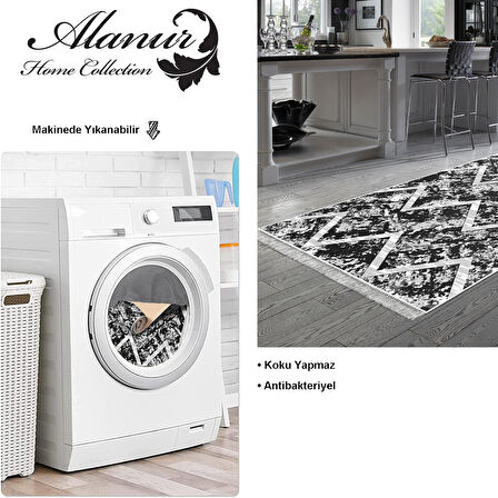 Dekoreko Kaymaz Taban Djt Mutfak Halısı Yıldız Deri Saçaklı İskandinav F5128