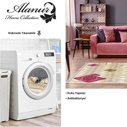 Dekoreko Kaymaz Taban Djt Salon Halısı Star Pamuk Saçaklı Modern P1337