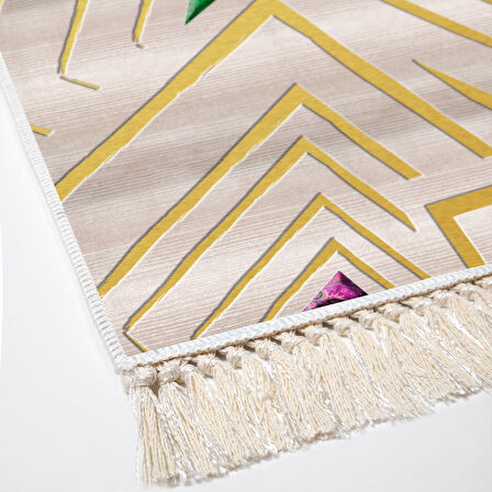 Dekoreko Kaymaz Taban Djt Salon Halısı Star Pamuk Saçaklı Modern P1337