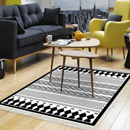 Dekoreko Kaymaz Taban Djt Salon Halısı Star Pamuk Saçaklı İskandinav M1273