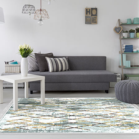 Dekoreko Kaymaz Taban Djt Salon Halısı Star Pamuk Saçaklı Modern M5026