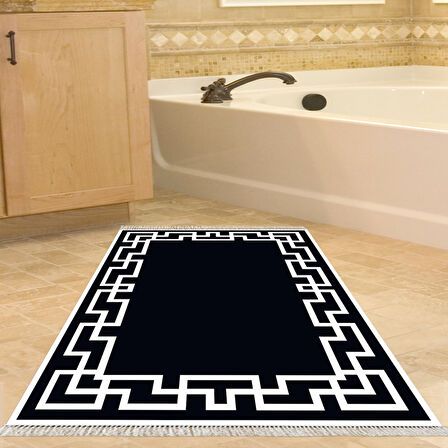 Dekoreko Kaymaz Taban Djt Banyo Halısı Yıldız Deri Saçaklı Modern F5035