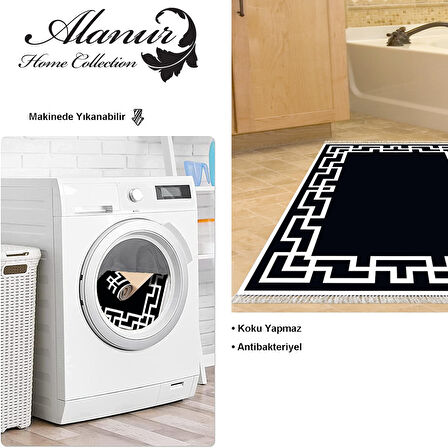 Dekoreko Kaymaz Taban Djt Banyo Halısı Yıldız Deri Saçaklı Modern F5035