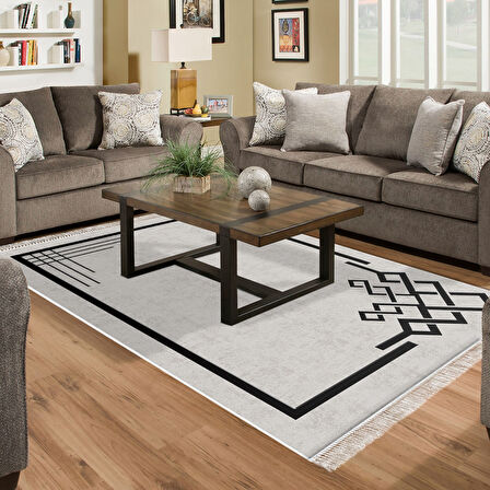 Dekoreko Kaymaz Taban Djt Salon Halısı Star Pamuk Saçaklı Modern 1919