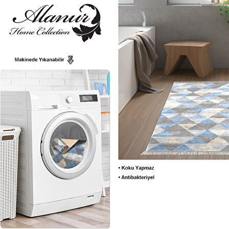 Dekoreko Kaymaz Taban Djt Banyo Halısı Yıldız Deri Saçaklı İskandinav 661M