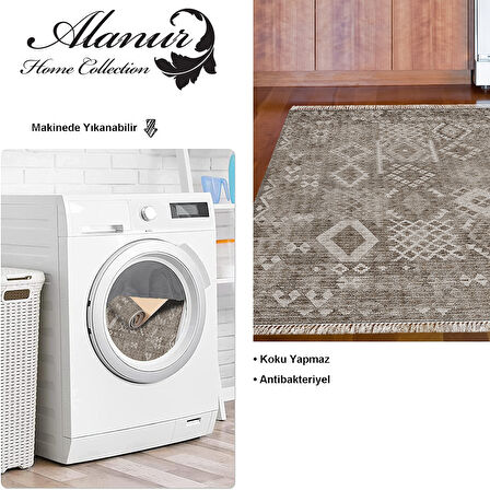 Dekoreko Kaymaz Taban Djt Mutfak Halısı Yıldız Deri Saçaklı İskandinav F5137