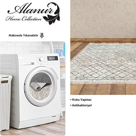 Dekoreko Kaymaz Taban Djt Salon Halısı Trend Saçaklı İskandinav F5079