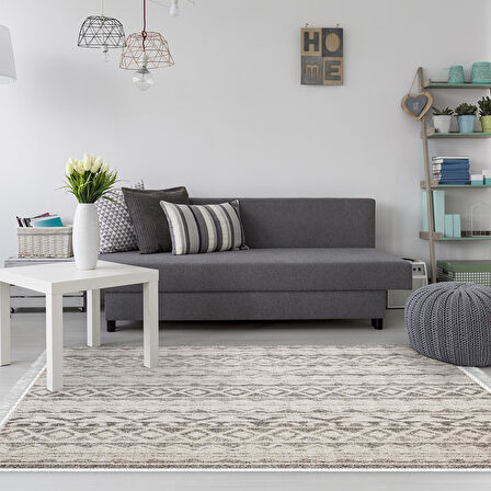 Dekoreko Kaymaz Taban Djt Salon Halısı Star Pamuk Saçaklı İskandinav F5078