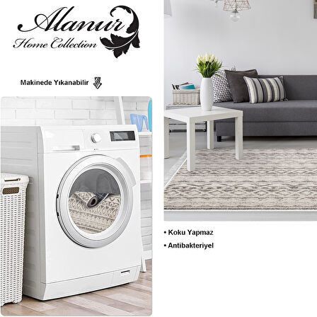 Dekoreko Kaymaz Taban Djt Salon Halısı Star Pamuk Saçaklı İskandinav F5078