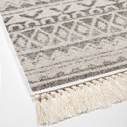 Dekoreko Kaymaz Taban Djt Salon Halısı Star Pamuk Saçaklı İskandinav F5078