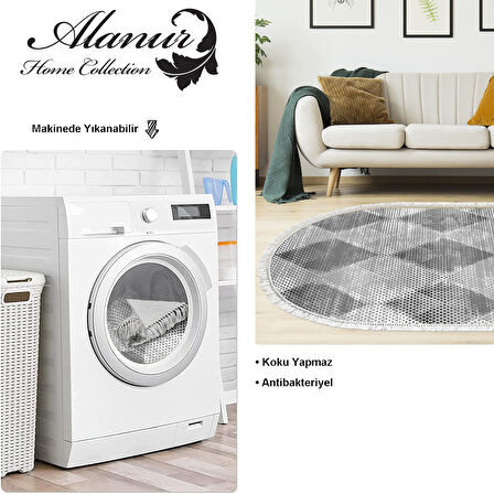 Dekoreko Kaymaz Taban Djt Salon Halısı Trend Saçaklı Oval İskandinav F5131