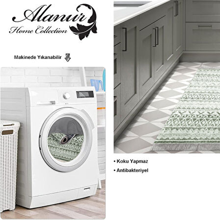 Dekoreko Kaymaz Taban Djt Mutfak Halısı Star Pamuk Saçaklı İskandinav F5078