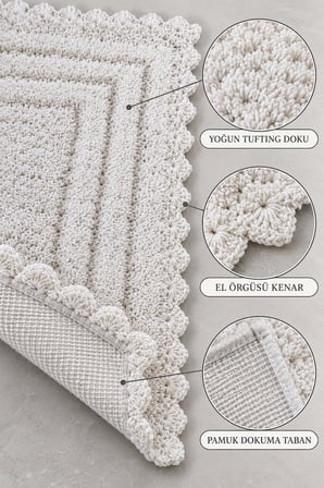Alanur Bodrum Tufting Cotton Pamuklu El Işi Örgülü 2 li Paspas 110