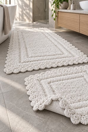 Alanur Bodrum Tufting Cotton Pamuklu El Işi Örgülü 2 li Paspas 110