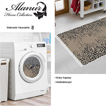 Dekoreko Kaymaz Taban Djt Mutfak Halısı Star Pamuk Saçaklı İskandinav Mu123