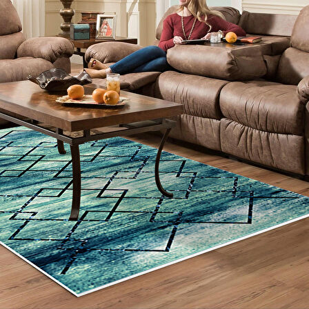 Dekoreko Kaymaz Taban Djt Salon Halısı Yıldız Deri Modern M5006