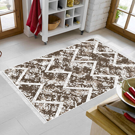 Dekoreko Kaymaz Taban Djt Mutfak Halısı Trend Saçaklı İskandinav F5128