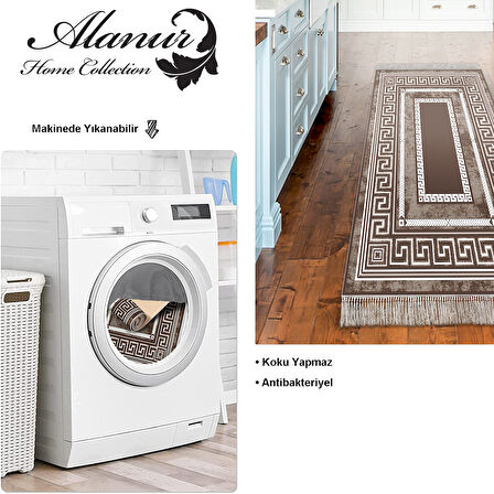 Dekoreko Kaymaz Taban Djt Mutfak Halısı Yıldız Deri Saçaklı Modern 651M