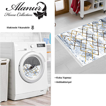 Dekoreko Kaymaz Taban Djt Mutfak Halısı Star Pamuk Saçaklı Modern M5026