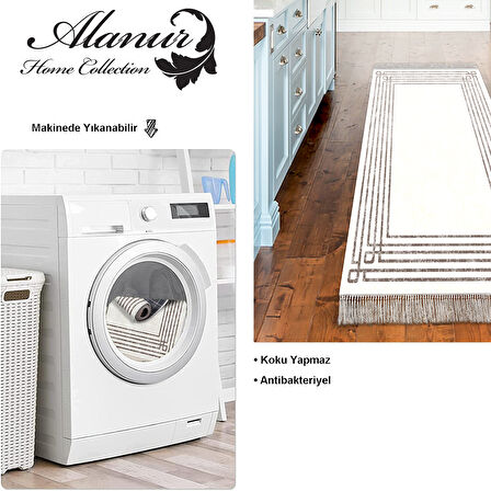 Dekoreko Kaymaz Taban Djt Mutfak Halısı Star Pamuk Saçaklı Modern M5142