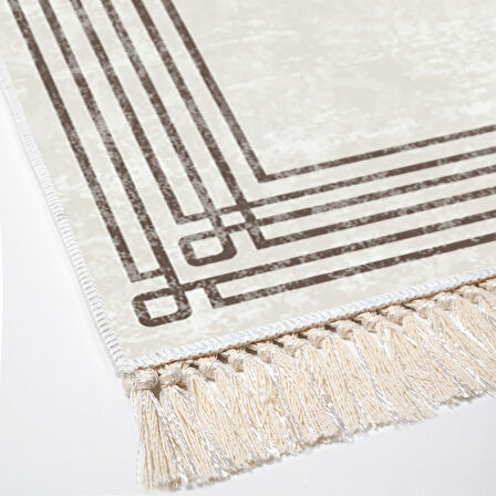 Dekoreko Kaymaz Taban Djt Mutfak Halısı Star Pamuk Saçaklı Modern M5142