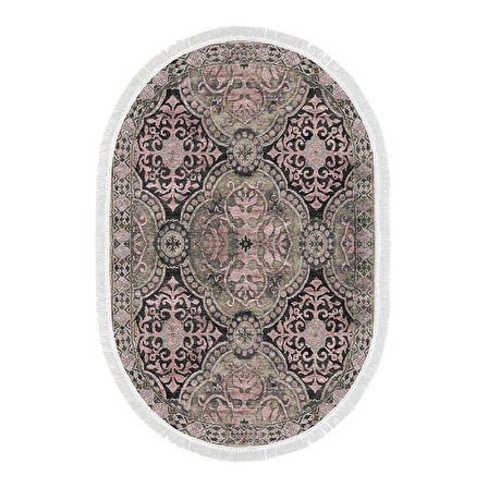 Dekoreko Kaymaz Taban Djt Mutfak Halısı Star Pamuk Saçaklı Oval Modern 659M