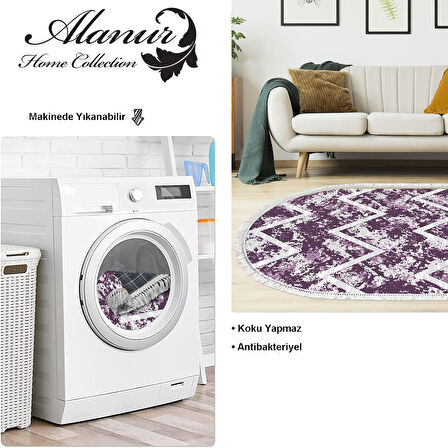 Dekoreko Kaymaz Taban Djt Salon Halısı Star Pamuk Saçaklı Oval İskandinav F5128