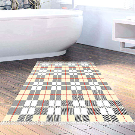 Dekoreko Kaymaz Taban Djt Banyo Halısı Trend Saçaklı Modern 750