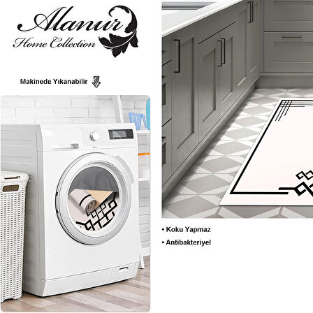 Dekoreko Kaymaz Taban Djt Mutfak Halısı Yıldız Deri Modern 1919