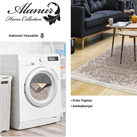 Dekoreko Kaymaz Taban Djt Salon Halısı Yıldız Deri Saçaklı Modern 1488