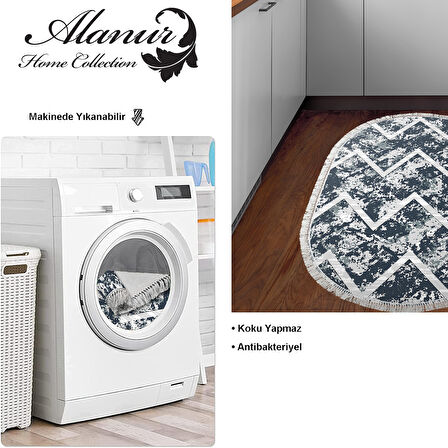 Dekoreko Kaymaz Taban Djt Mutfak Halısı Trend Saçaklı Oval İskandinav F5128