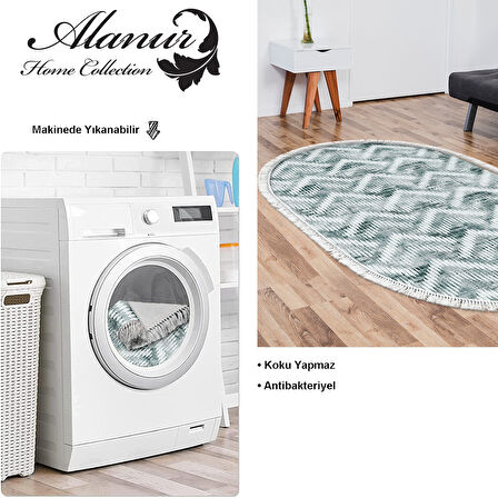 Dekoreko Kaymaz Taban Djt Salon Halısı Trend Saçaklı Oval İskandinav F5124