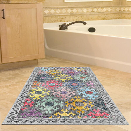 Dekoreko Kaymaz Taban Djt Banyo Halısı Star Pamuk İskandinav F5008