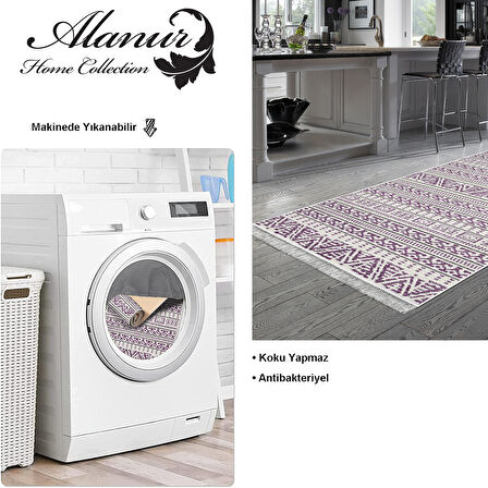 Dekoreko Kaymaz Taban Djt Mutfak Halısı Yıldız Deri Saçaklı İskandinav F5082