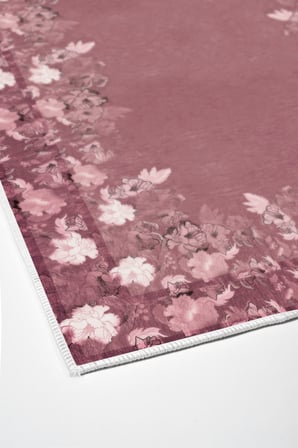 Dijital Baskılı Dikdörtgen Salon Halısı | Kaymaz Yıkanabilir | Keçe Taban | Çiçekli | P1388