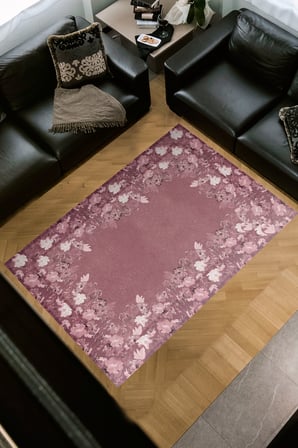 Dijital Baskılı Dikdörtgen Salon Halısı | Kaymaz Yıkanabilir | Keçe Taban | Çiçekli | P1388