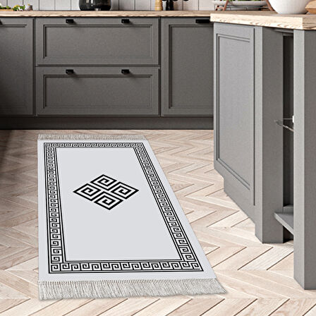 Dekoreko Kaymaz Taban Djt Mutfak Halısı Yıldız Deri Saçaklı Modern 656M