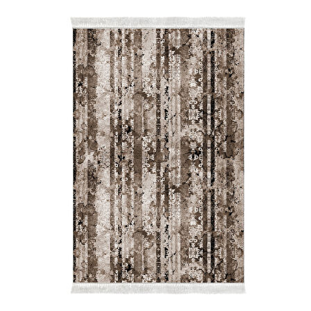 Dekoreko Kaymaz Taban Djt Banyo Halısı Yıldız Deri Saçaklı Modern Mu147