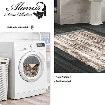 Dekoreko Kaymaz Taban Djt Banyo Halısı Yıldız Deri Saçaklı Modern Mu147