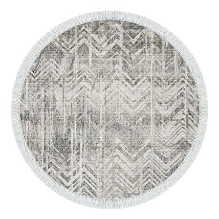 Dekoreko Kaymaz Taban Djt Salon Halısı Trend Saçaklı Yuvarlak İskandinav F5083