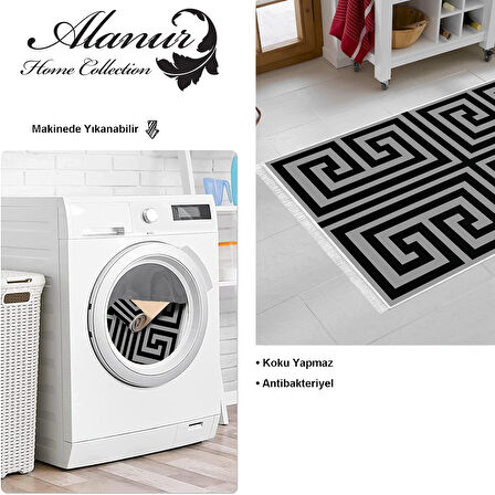 Dekoreko Kaymaz Taban Djt Mutfak Halısı Yıldız Deri Saçaklı Modern 658M