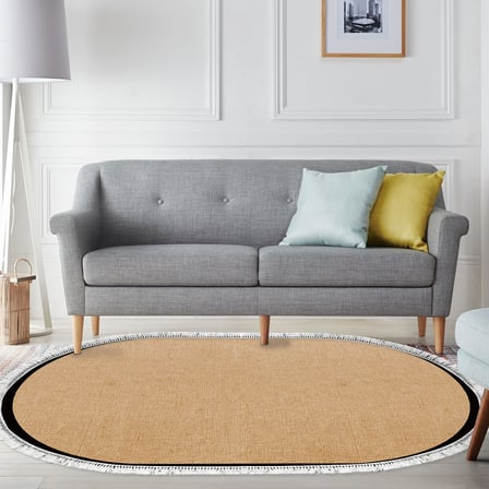 Alanur Home Kaymaz Taban Djt Banyo Mutfak Salon Halı  Trend Saçaklı Oval Dokuma Desen E5001
