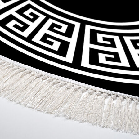 Dekoreko Kaymaz Taban Djt Salon Halısı Trend Saçaklı Yuvarlak Modern 608M