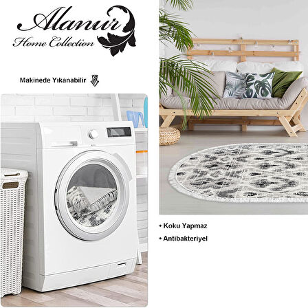 Dekoreko Kaymaz Taban Djt Salon Halısı Trend Saçaklı Oval İskandinav F5136