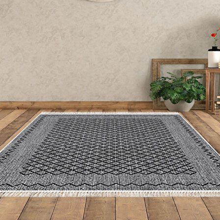 Dekoreko Kaymaz Taban Djt Salon Halısı Star Pamuk Saçaklı Modern M5001