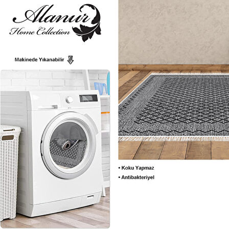 Dekoreko Kaymaz Taban Djt Salon Halısı Star Pamuk Saçaklı Modern M5001