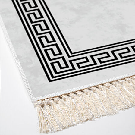 Dekoreko Kaymaz Taban Djt Salon Halısı Yıldız Deri Saçaklı Modern 626M