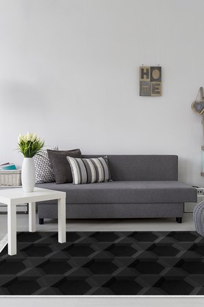 Kaymaz Dijital Mutfak & Salon Halı Trend Saçaklı Geometrik E5016